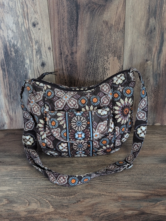 Vera Bradley Handbags - Vera Bradley Brown Floral Quilted Shoulder Crossbody Bag                   AB182